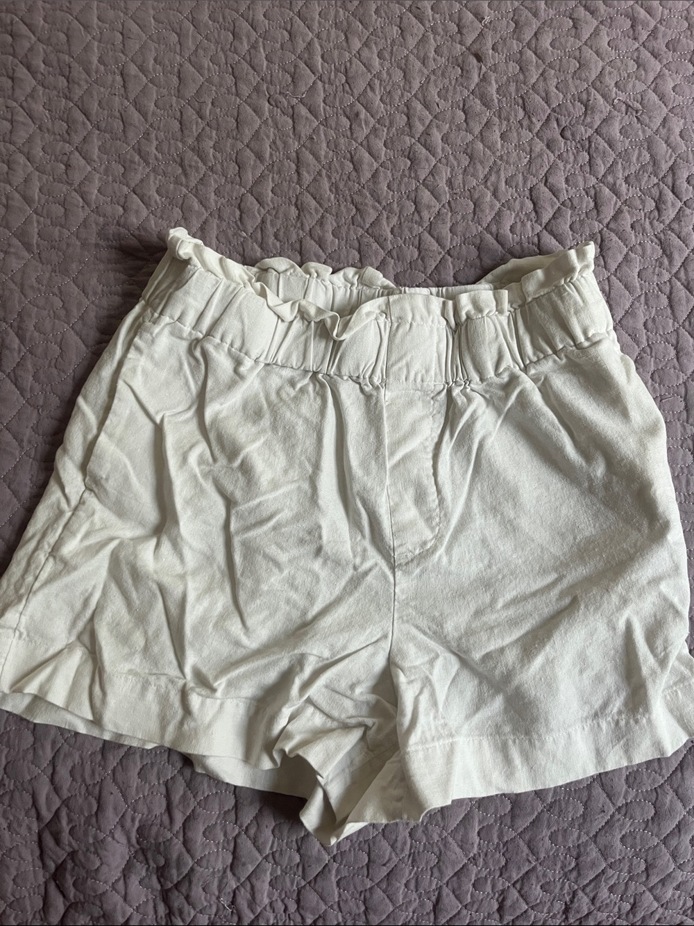 a new day Cream High-Rise Paperbag Waist Shorts